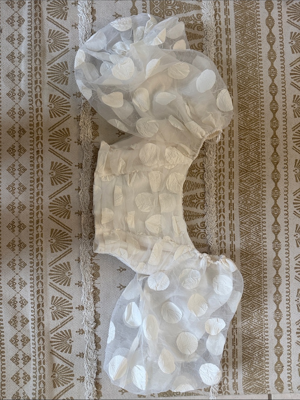 Zara White Textured Puff-Sleeve Bodysuit